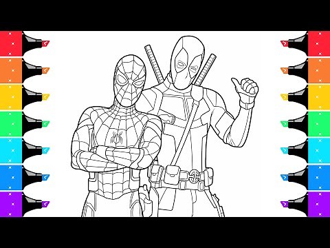 Coloring Spiderman Homecoming & Deadpool Marvel Superheroes Coloring Pages