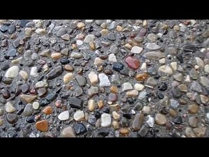 Exposed aggregate concrete patio
