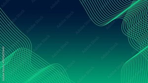 Abstract wavy line looping technology background with text area in the middle, green technology background motion concept.