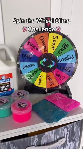 SPIN THE WHEEL SLIME CHALLENGE!🎡like & follow for more!! #prizewheel #slimechallenge #spinthewheel #slime #oddlysatisfying #diy #diyslime