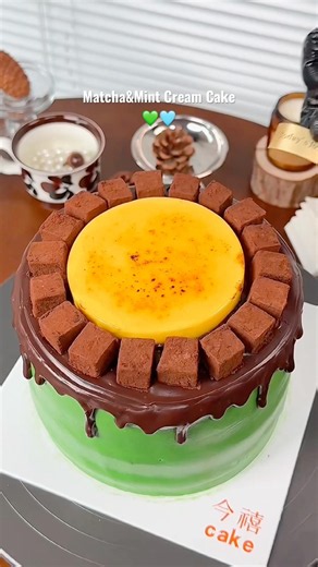 Matcha&Mint chocolate cake #cake #chocolatecake #baking #dessert