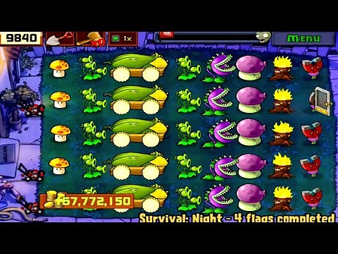 Plant Vs. Zombies : | Survival : Night( 5 Flags Completed ) | Epsiode 17 | Walkthrough ( Gameplay )
