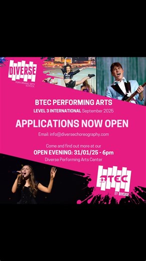 Diverse Performing Arts Centre and BTEC (D.V.R.S) | The time has come… registration is now open for places on our BTEC Level 3 Performing Arts Programme 2025. Email... | Instagram