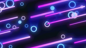 Download Blue purple glowing geometric abstract background pattern of flying lines and circles for free