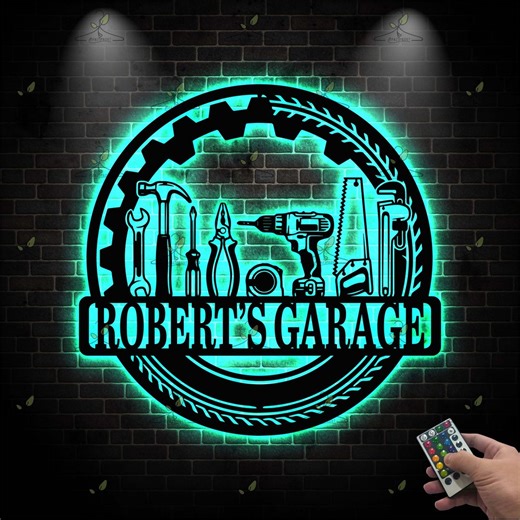 Custom Mechanic Garage Sign With LED Light, Personalized Tool Wall Art - Etsy