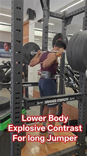 Lower Body Explosive Contrast For Jumper #jumptraining #longjumpworkout #contrast #power #squat