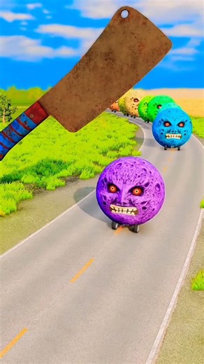 Big & Small Ball colour change defferent type colour vs Giant Butcher Knife - BeamNG.drive