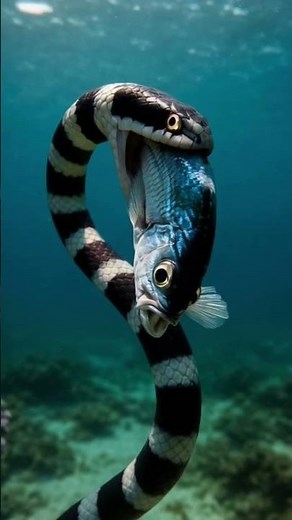 Sea Snake Eats Fish!ウミヘビが魚を食べる！#seasnake #snake #fish #ocean #wildlife