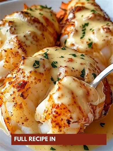 Lobster Garlic Cream Tails 🦞🧄 Buttery, rich perfection — the ultimate luxury seafood dinner! 📝 Ingredients : 4 lobster tails (split and cleaned) — star of this restaurant-style seafood 3 tbsp unsalted butter, melted (for that rich buttery flavor) 4 cloves garlic, minced (bold garlic butter sauce vibes) 1 cup heavy cream ½ cup grated Parmesan cheese (for the creamy seafood sauce) 1 tbsp lemon juice (brightens this gourmet dinner idea) 1 tsp paprika Salt & freshly cracked black pepper, to taste