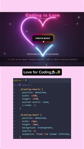 💖 Coding is Love | Glowing Heart Animation with Code #coding #webdesign