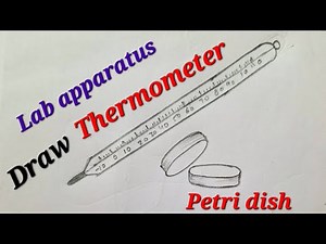 Lab thermometer drawing easy, Petri dish drawing, Draw lab apparatus, Draw Chemistry lab equipments