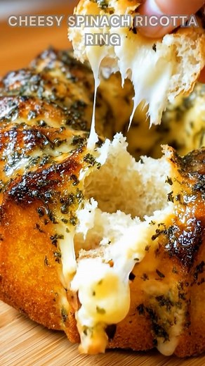 Spinach mixed creamy. Sprinkle Parmesan, black pepper, garlic powder. Bake in a cheese-lined pan at 375°F for 28–32 minutes. Golden, melty, savory ring with a soft, ricotta-rich center. Ingredients ➤ Sliced melting cheese (enough to line pan) ➤ 1 bunch spinach, cooked & squeezed dry ➤ 2 cups ricotta ➤ 3 large eggs ➤ ½ cup grated Parmesan extra for topping ➤ Pinch of salt ➤ Pinch of black pepper FULLL Recipe in First Cօʍʍеոτ 👇👇 | Nessy Recipes
