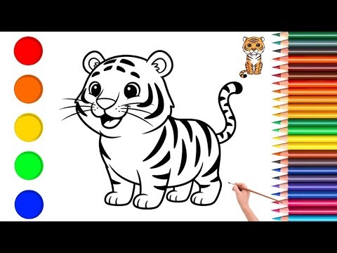 ✨️Easy baby tiger drawing || How to draw and colour cub || toddler drawing✏️🐯🖍🖌✨️