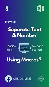 1.3K views | Excel Tips To Extract Text and Number From Data Using VBA! 六‍ Download VBA Code From Bio  Koi sawal ho to comment mei puchai.  Video Pasand aaya ho to like kijye ❤️ Aur apne dosto ke saath share kijye  #excel #exceltips #bookkeeping #accounting #finance | SUS ONLINE | Facebook
