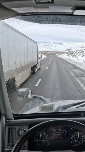 Winter West POV Truck Driving USA – Fast Semi Overtakes Me on Icy Highway #shorts