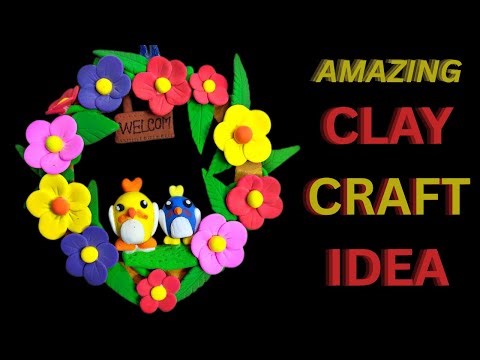 Beautiful Clay Flower Welcome Wreath | Easy DIY Door Hanging Craft Idea