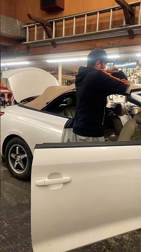 The first step of convertible top replacement ✂️✂️✂️ #convertiblecars #autorepair #softtop