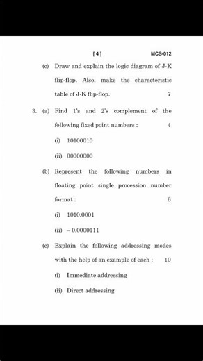 #Shorts MCS-012 JUNE 2024 Question Paper (Computer Organisation & Assembly Language Programming)