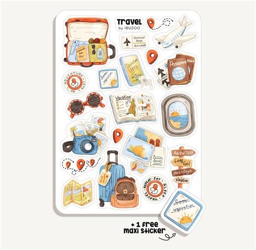 Sticker Sheet Travel | Bullet Journal Stickers - Scrapbook Stickers - Planner - Decoration - Summer - Holidays - Etsy UK