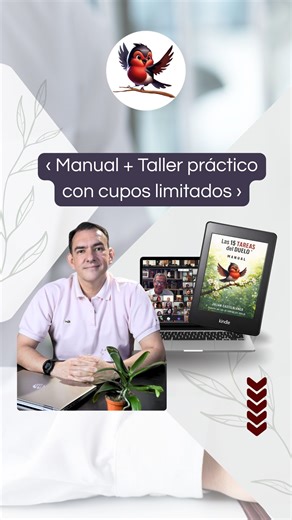🎥 ¿Acompañas procesos de duelo y sientes que improvisas cada sesión? Detente un momento 👀 📘 Manual de Las 15 Tareas del Duelo ( Taller Práctico opcional) ✨ Un mapa claro de 3 niveles y 15 tareas para saber qué trabajar en cada sesión, con estructura, sentido y respaldo clínico. 🔹 Sentir – abrir y sostener la emoción 🔹 Comprender – ordenar el dolor y darle sentido 🔹 Trascender – reconstruir la vida tras la pérdida 🧠 Diseñado para profesionales que acompañan duelo ✔️ Sin improvisar ✔️ Con g