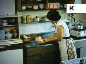 1980s Woman Cooking in Kitchen