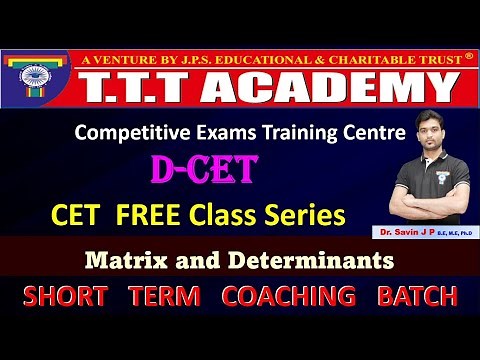 Offer - DCET FREE Class Series 01 | Mathematics | Determinants | TTT Academy | Dcet Best Coaching