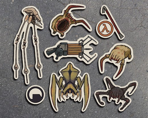 Half-life Inspired Sticker Pack | Gamer Vinyl Decals | HL2 Headcrab Stickers - Etsy