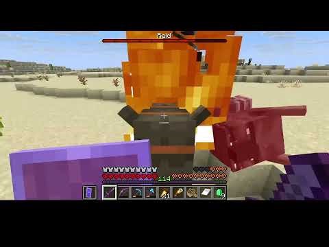 Minecraft Hardcore 1.21.11 Gameplay Link rides on camel husk vs Illager Raid in Desert Village