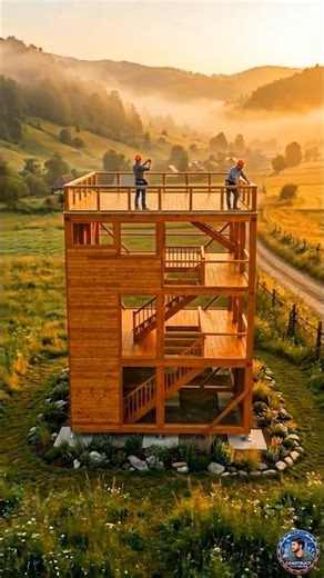 Insane Wooden Construction Process 🪵🔥 #shorts #woodworking #construction”