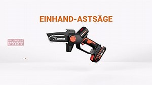 WORX WG325E Nitro Profi Mini Akku-Kettensäge 20V, Einhand Ast-Säge, starker Brushless Motor, 5650 /min, 12cm Schnittlänge, leicht & kompakt, automatische Kettenschmierung (inkl. 2Ah Akku & Ladegerät)