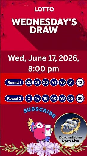 The National Lottery Lotto Draw Live results from Wednesday 17 June 2026 | tonight's lotto
