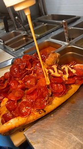 In the making of the GOOMBAH COWBOY SUB from Tony Boloney’s in New Jersey! 🔥🔥💪💪 Pepperoni HEAVEN. #DEVOURPOWER | DevourPower