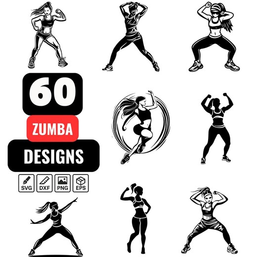 Zumba Svg Bundle, Dance Fitness Png, Workout Design Svg, Fitness Clipart, Dance Party Svg, Zumba Workout, Fitness Vector, Active Lifestyle - Etsy