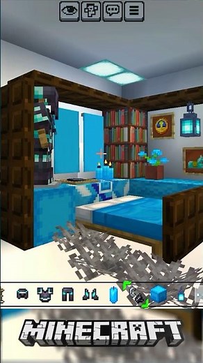 Blue Colour Themed Bedroom 🔵🛏️ in Minecraft #minecraft #minecraftbuild #gaming