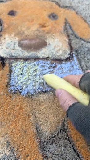 David Zinn on Instagram: "The emergence of Clyde and Fritzi and their door-to-door homework-eating service #streetarteverywhere #chalkart #workinprogress #hamster #puppy #collaboration"