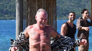 Gazza jumps from a helicopter as he appears on Italian reality TV show