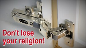 The first step in successfully installing concealed cup hinges is to choose the right one! Nick shows three basic types of doors – inset, overlay, and partial overlay – and demonstrates how to fit them to cabinets, explaining how to select exactly the hinge you need based on how the door fits the cabinet. He then walks you step by step through a typical installation, choosing, marking, drilling, attaching, and adjusting traditional lipped doors on a framed cabinet. For more information on cabine