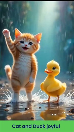 Cat and Duck Joyful Movements | Cute Animal Dance Short #shorts
