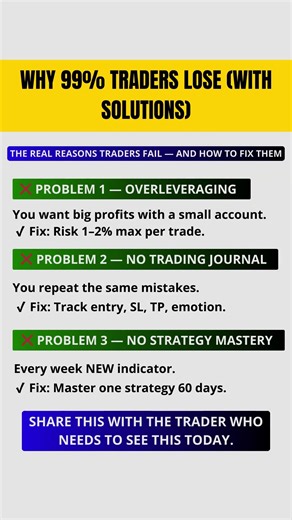 99% traders lose… but YOU don’t have to.Fix these 3 mistakes.