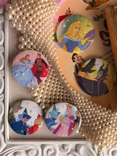 Disney Sleeping Beauty Vintage Book Upcycled Pearl Pin Badges (5) Aurora, Maleficent - Etsy