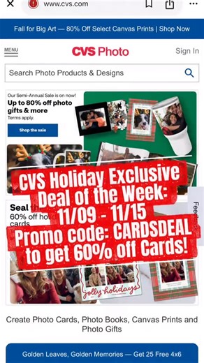 Aditi Agarwal on Instagram: "Capture the magic of gifting 📸 Make your holidays picture-perfect with CVS Photo Sale items — custom cards, prints, and one-of-a-kind gifts. CVS Holiday Exclusive Deal of the Week: 11/09 - 11/15 Promo code: CARDSDEAL to get 60% off Cards! https://cvscreator.sjv.io/3JGXvM @cvspharmacy #HolidaysWithCVS + #CVSPartner + #CVSPhoto"