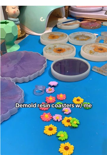 Done curing another batch of resin coasters ✨