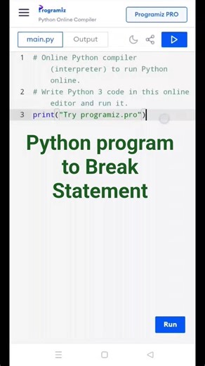 python program to break statement #coding #pythonanddjangofullstackwebdeveloper