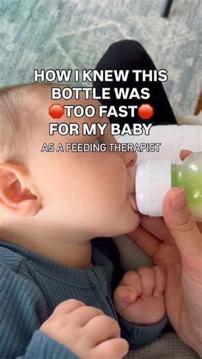 🚨If your baby is doing these things, the bottle may be too fast! The flow rate of the bottle can make a big impact on your baby’s comfort and efficiency while feeding. 🍼Too fast a flow can: -make it challenging for your baby to sequence their suck-swallow-breathe pattern -impact swallow safety -exacerbate reflux -increase air intake -cause refusal and aversion We want the flow of the bottle to be slow enough that baby can achieve a comfortable suck-swallow-breathe, but not too slow that they’r