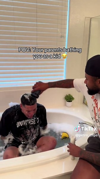 Why were they so aggressive?! 😩😂 @Iamrodrickmccobb | bath