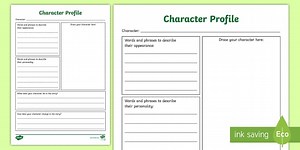 Character Profile Worksheet to Support Teaching of The Tin Forest