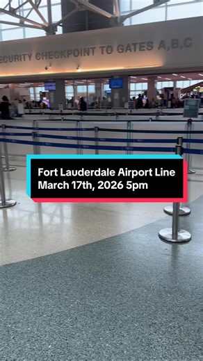 Here’s an update on TSA lines and precheck at the Fort Lauderdale International Airport. This is terminal 1 at 5pm on 3.17.26. #fll #airport #airportlines #tsa #fortlauderdaleairport