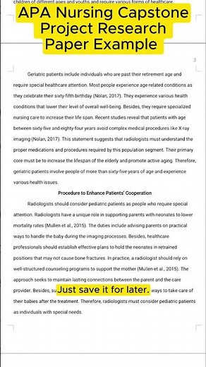 APA Nursing Capstone Project Research Paper Example on Pediatrics and Geriatrics