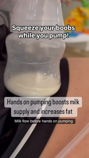 Hands on pumping should make your pumping sessions far more efficient. This technique should increase the quantity of milk you pump (which increases milk supply) and increase the fat content of your milk! ✨ An amazing study by Jane Morton concluded that when the mums used their hands while pumping, they were able to produce 48% more milk than the pump alone could remove. They also produced milk that contained 50% more fat than those who were not using this technique. 🧁 How does hands on pumping