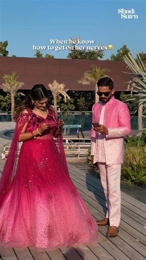 Krati ♥ Rishi on Instagram: "When he knows her expressions too well 😂❤️ Shoot & edited @shadi.sutra Bride @kratika_2706 Groom @im_rishib #kratikarishi #wedding #viralreels #explore #fun bride expressions, groom teasing, couple goals, wedding banter, desi love, fun shaadi moments, husband wife vibes, candid couple, playful love, reel worthy"